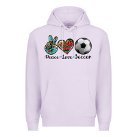 Lilac peace love soccer Premium Hoodie - Artiststas
