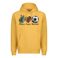 Mustard peace love soccer Premium Hoodie - Artiststas