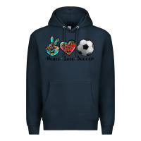Navy peace love soccer Premium Hoodie - Artiststas
