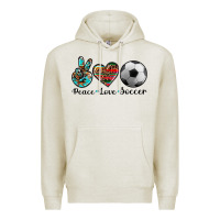 Oatmeal Heather peace love soccer Premium Hoodie - Artiststas