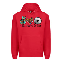 Red peace love soccer Premium Hoodie - Artiststas