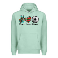 Seafoam peace love soccer Premium Hoodie - Artiststas