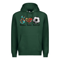 Sports Green peace love soccer Premium Hoodie - Artiststas