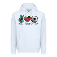 White peace love soccer Premium Hoodie - Artiststas