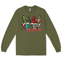 Army Green Merry Christmas Long Sleeve Tee - CowhideDigitalArt