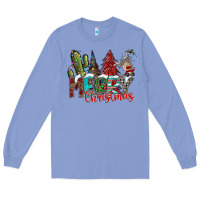 Colony Blue Merry Christmas Long Sleeve Tee - CowhideDigitalArt