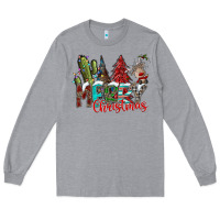 Heather Grey Merry Christmas Long Sleeve Tee - CowhideDigitalArt