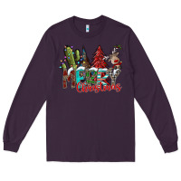 Plum Merry Christmas Long Sleeve Tee - CowhideDigitalArt