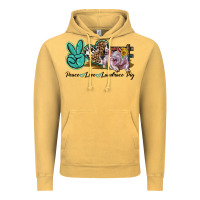 Vintage Mustard Peace Love Landrace Pig Vintage Hoodie - LillyAllenDesigns