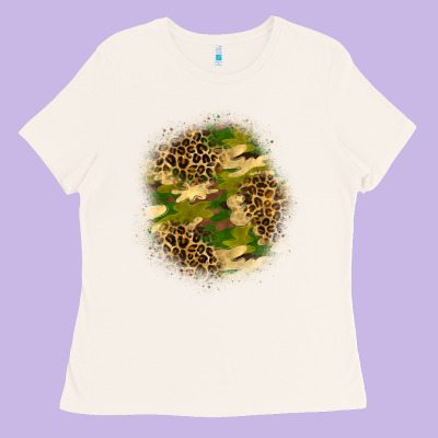 Camouflage And Leopard Patch Ladies Tee Designed By Bundleandbundleshop