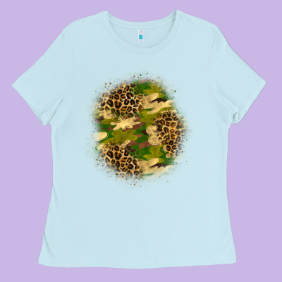 Camouflage And Leopard Patch Ladies Tee Designed By Bundleandbundleshop