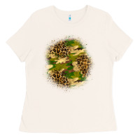 Bone camouflage and leopard patch Ladies Tee - BundleAndBundleShop