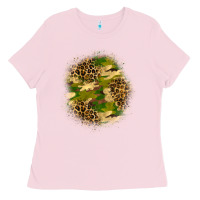 Bubblegum Pink camouflage and leopard patch Ladies Tee - BundleAndBundleShop