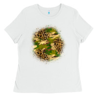 White camouflage and leopard patch Ladies Tee - BundleAndBundleShop