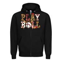 Black baseball play ball Zipper Hoodie - Jasminsmagicworld