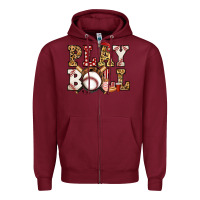 Burgundy baseball play ball Zipper Hoodie - Jasminsmagicworld