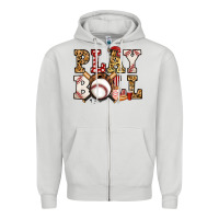 Dove Grey baseball play ball Zipper Hoodie - Jasminsmagicworld