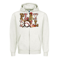 Oatmeal Heather baseball play ball Zipper Hoodie - Jasminsmagicworld