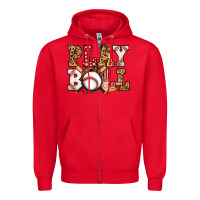 Red baseball play ball Zipper Hoodie - Jasminsmagicworld