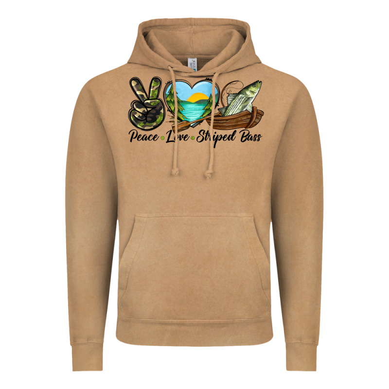 Camouflage Peace Love Striped Bass Vintage Hoodie by LillyAllenDesigns | Teevron