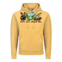 Vintage Mustard Camouflage Peace Love Striped Bass Vintage Hoodie - LillyAllenDesigns