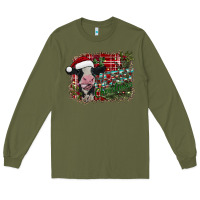 Army Green merry christmas cow Long Sleeve Tee - CowhideDigitalArt