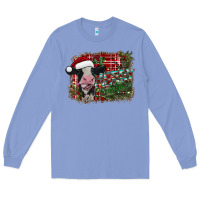 Colony Blue merry christmas cow Long Sleeve Tee - CowhideDigitalArt