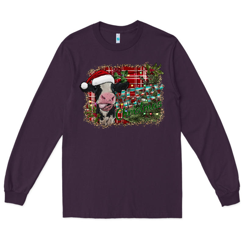 Merry Christmas Cow Long Sleeve Tee by CowhideDigitalArt | Teevron