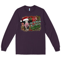 Plum merry christmas cow Long Sleeve Tee - CowhideDigitalArt