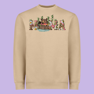 Mama With Bear And Daisy Heavyweight Sweatshirt Designed By Ranaportraitstore