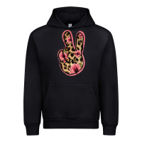 Black Floral Leopard Peace Sign Urban Hoodie - Jasminsmagicworld