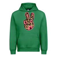 Emerald Floral Leopard Peace Sign Urban Hoodie - Jasminsmagicworld