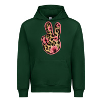 Forest Green Floral Leopard Peace Sign Urban Hoodie - Jasminsmagicworld