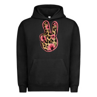 Pigment Black Floral Leopard Peace Sign Urban Hoodie - Jasminsmagicworld