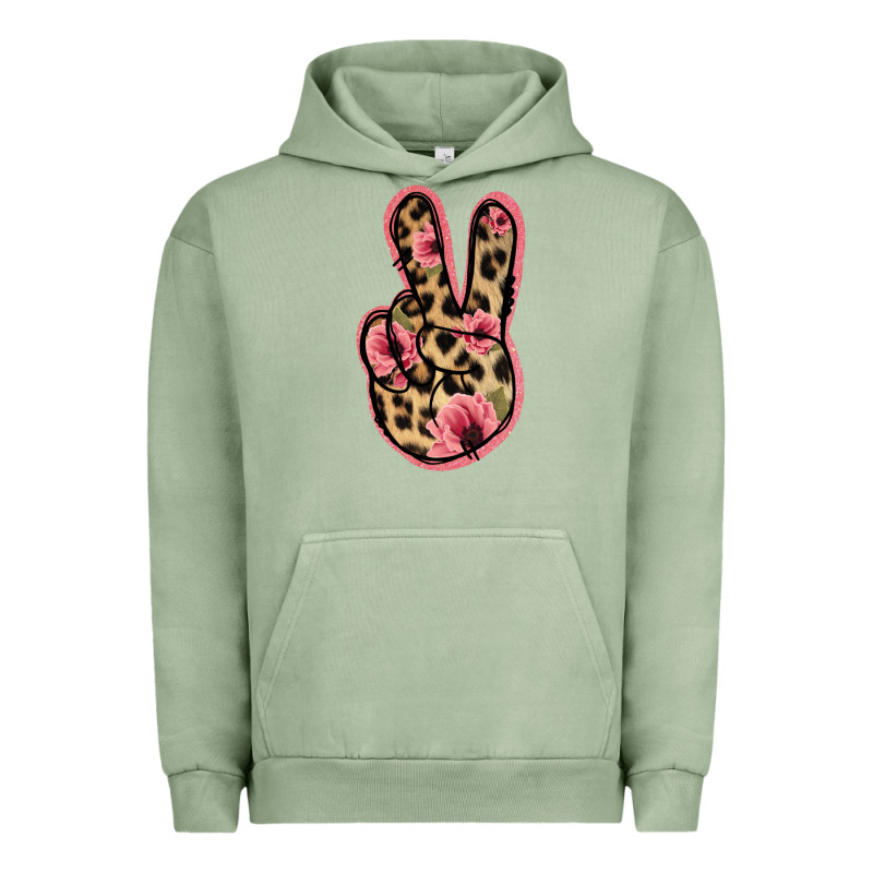 Floral Leopard Peace Sign Urban Hoodie by Jasminsmagicworld | Teevron
