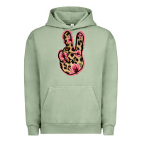 Pigment Oil Green Floral Leopard Peace Sign Urban Hoodie - Jasminsmagicworld