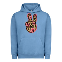 Pigment Pebble Blue Floral Leopard Peace Sign Urban Hoodie - Jasminsmagicworld