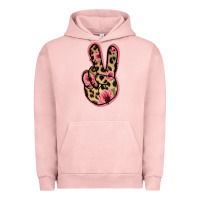 Pigment Salmon Floral Leopard Peace Sign Urban Hoodie - Jasminsmagicworld