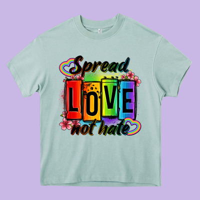 Spread Love Not Hate Heavy Core Tee Designed By Oliviacreatesart