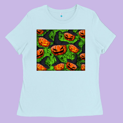 Halloween Pumpkin Mouse Pad Ladies Tee Designed By Bundleandbundleshop