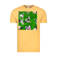 Vintage Mustard holstein cows seamless pattern Vintage Tee - BundleAndBundleShop