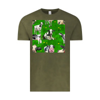 Vintage Olive holstein cows seamless pattern Vintage Tee - BundleAndBundleShop