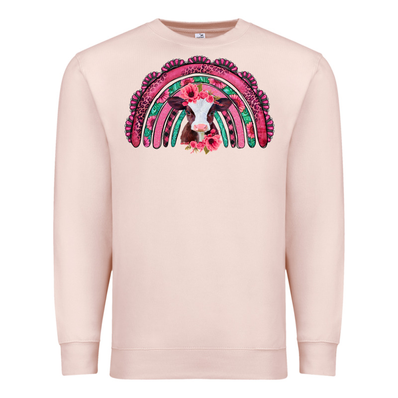 Valentines Day Pink Gemstones Baby Calf Rainbow Premium Sweatshirt by Jasminsmagicworld | Teevron