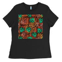 Black fall leaves seamless pattern Ladies Tee - BundleAndBundleShop