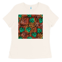 Bone fall leaves seamless pattern Ladies Tee - BundleAndBundleShop