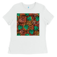 White fall leaves seamless pattern Ladies Tee - BundleAndBundleShop