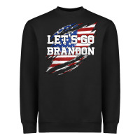 Black Let's Go Brandon Ripped Cloth with American Flag Heavyweight Sweatshirt - Jasminsmagicworld
