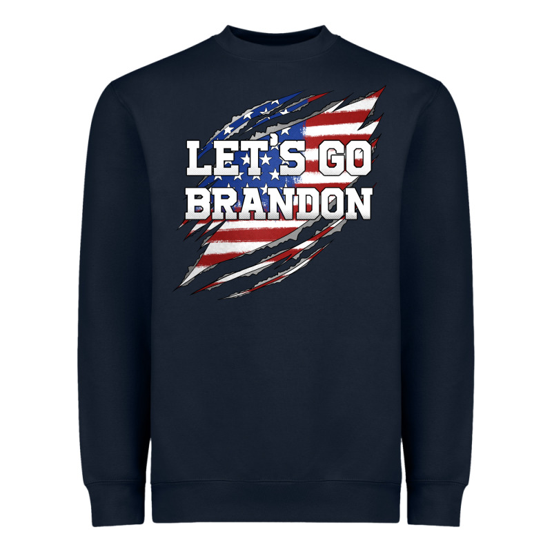Let's Go Brandon Ripped Cloth With American Flag Heavyweight Sweatshirt by Jasminsmagicworld | Teevron