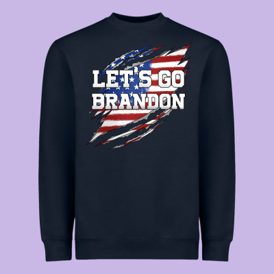 Let's Go Brandon Ripped Cloth With American Flag Heavyweight Sweatshirt Designed By Jasminsmagicworld