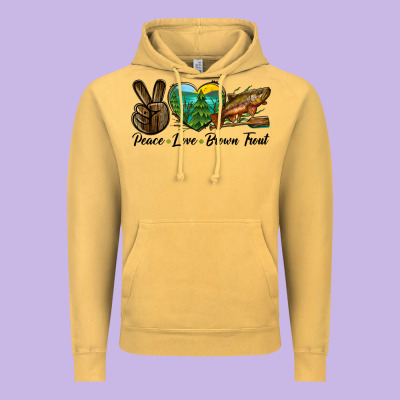 Peace Love Brown Trout Vintage Hoodie Designed By Lillyallendesigns